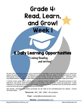 Preview of 4th grade Distance Learning Weekly Reading Pack: Week 1