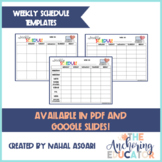 Distance Learning Weekly Schedule Templates- PDF and Googl