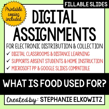 Preview of What is food used for? Digital Activities | Distance Learning