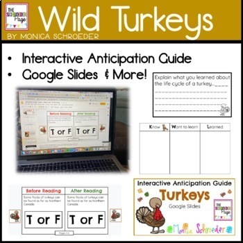 Preview of Distance Learning: Wild Turkey Reading Comprehension & Google Slides