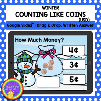 Preview of Distance Learning - Winter Counting Like Coins (USD): A Google Slides Activity