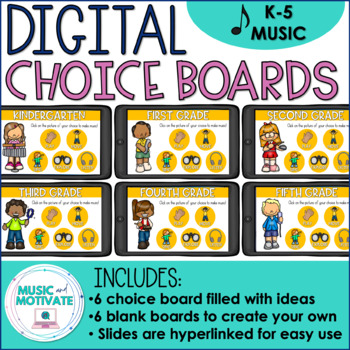 Preview of Distance Learning for Music - Digital Choice Board for K - 5