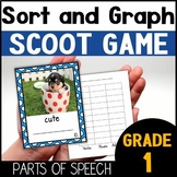 Parts of Speech Adjectives Nouns Verbs Task Cards and Graph