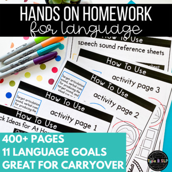 Preview of Busy Homework for Language Goals: Speech Therapy