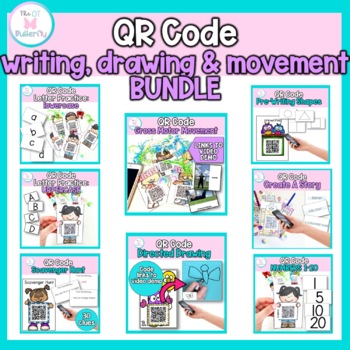 Preview of Distance Learning handwriting, drawing & movement: QR code card bundle
