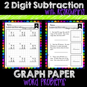 Preview of 2 Digit Subtraction With Regrouping & Graph Paper