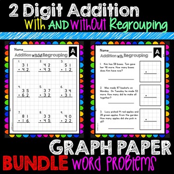 Preview of 2 digit Addition with & without regrouping BUNDLE