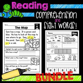 Preview of Kindergarten Reading Comprehension and Sight Word Bundle