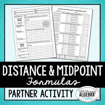 Preview of Distance Formula and Midpoint Formula Partner Activity