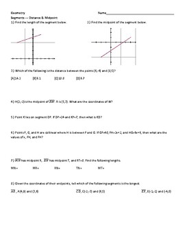 Preview of Distance & Midpoint Formula Practice