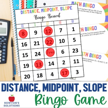 Preview of Distance, Midpoint, and Slope Formulas BINGO Game