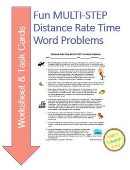 Distance-Rate-Time MULTI STEP fun word problems & Task ...