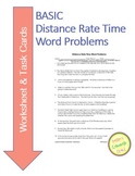 Distance Rate Time Word Problems Worksheet & TASK CARDS (b