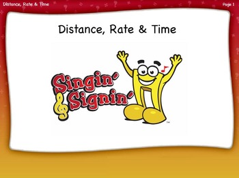 Preview of Distance, Rate, and Time Lesson by Singin' & Signin'