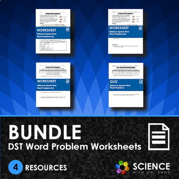 Preview of Distance Speed Time Word Problems Worksheets (3) and Quiz Bundle