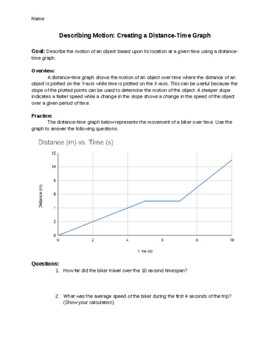 Preview of Distance-Time Diagram Practice Worksheet **With Answer Key**