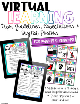 Preview of Distance or Virtual Learning Guides, Tips and Expectation Posters