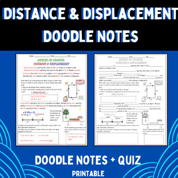 Preview of Distance and Displacement Doodle Notes & Quiz