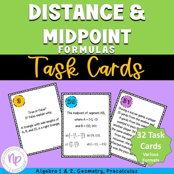Preview of Distance and Midpoint Formulas | TASK CARDS