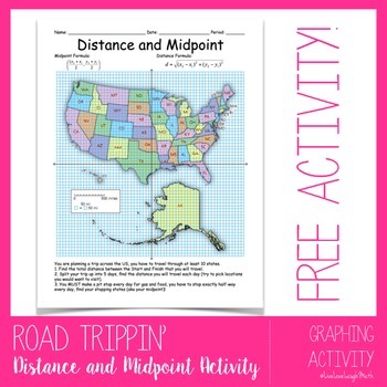 Preview of Distance and Midpoint: Travel the US