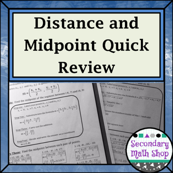 Preview of Distance and Midpoint on the Coordinate Plane Short Review/Practice