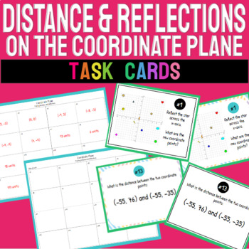 Preview of Distance and Reflections on a Coordinate Plane Task Cards