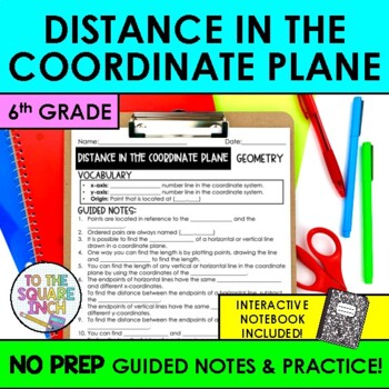 Preview of Distance in the Coordinate Plane Notes & Practice | + Interactive Notebook Pages