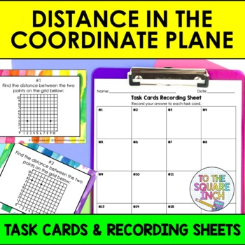 Preview of Distance in the Coordinate Plane Task Cards | Math Center Practice Activity