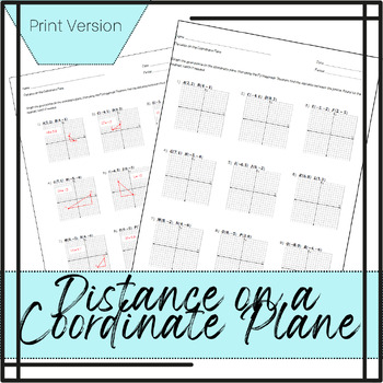 Preview of Distance in the Coordinate Plane using the Pythagorean Theorem