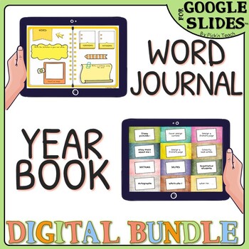 Preview of Digital BUNDLE - YEARBOOK & word JOURNAL vocabulary notebook in Google Slides™