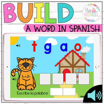 Preview of BUILD A WORD in Spanish Boom cards, Construir palabras Distance learning