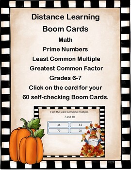 Preview of Distance learning-Boom Cards-Math-Prime Numbers, LCM, and GCF-Fal  Theme