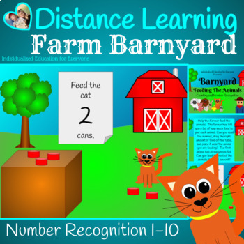 Preview of Distance learning Farm Feed the Animals Counting and Number Recognition