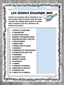 Distance learning Science Scavenger Hunts Packet for 5th Grade and