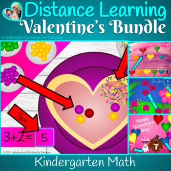 Preview of Distance learning Valentine Kindergarten Math Activities Bundle