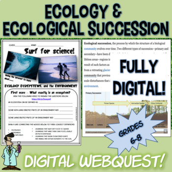 Preview of Distance learning ecological succession & ecology webquest GOOGLE APPS 6-9 TEKS