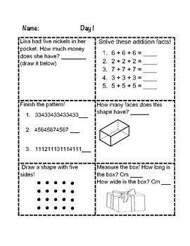 Preview of Distance learning math worksheets