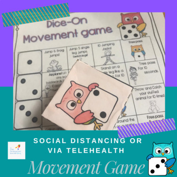 Preview of Brain break fun class and home movement and stretching game Dice-On