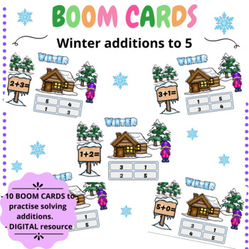 Preview of Distance learning with BOOM CARDS - *Winter additions to 5*