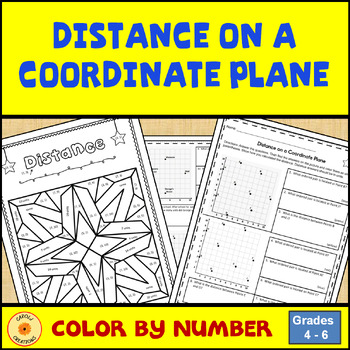 Preview of Distance on the Coordinate Plane Color by Number Worksheet with Easel Assessment