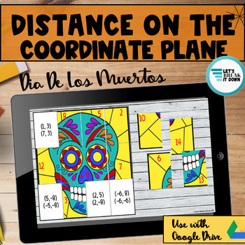 Preview of Distance on the Coordinate Plane Picture Puzzle Activity Distance Learning