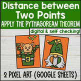 Distance on the Coordinate Plane Pixel Art Pythagorean The