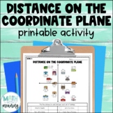 Distance on the Coordinate Plane Worksheet Activity - 3 Levels