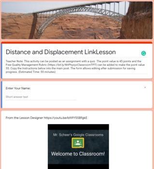 Preview of Distance vs. Displacement LinkLesson® - Online Blended Distance Remote Learning