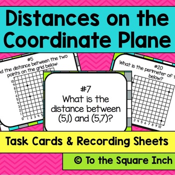 Preview of Distances on the Coordinate Plane Task Cards | Math Center Practice Activity