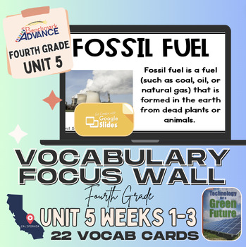 Preview of Distant Learning Benchmark Advance 4th Grade Unit 5 Vocabulary