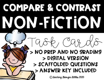 Preview of Distance Learning Compare & Contrast Non-Fiction Task Cards (Digital and Print)