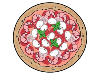 Preview of Distant Learning Pizza Fractions Editable Clipart and Math worksheet design