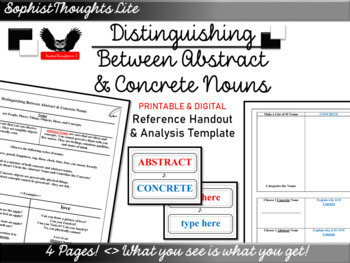 Preview of Distinguishing Between Abstract & Concrete Nouns Handout