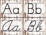 Distressed White Wood Alphabet Cards / Banner / Posters (Print and Cursive)